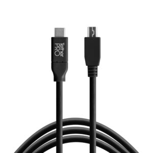 TetherTools TetherPro CUC2415-BLK USB-C to USB 2.0 Mini-B 5-Pin Cable 4.6m
