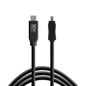TetherTools TetherPro CUC2615-BLK USB-C to USB 2.0 Mini-B 8-Pin Cable 4.6m