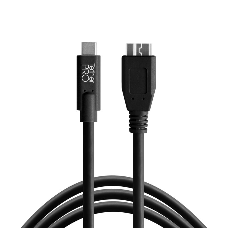 TetherTools TetherPro CUC3315-BLK USB-C to USB 3.0 Micro-B Cable 4.6m