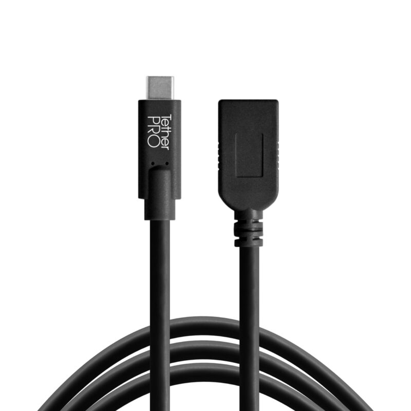 TetherTools TetherPro CUCA415-BLK USB-C to USB A Female Adapter (Extender) Cable 4.6m