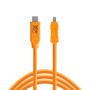 TetherTools TetherPro CUC2615-ORG USB-C to USB 2.0 Mini-B 8-Pin Cable 4.6m